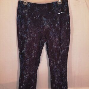 Eddie Bauer Ladies Size Large Black/Blue/Purple Capri Length Leggings